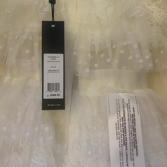 NWT BCBGMAXAZRIA Women's Lace Fringe Strapless Dress, off white, size 2 - Picture 9 of 9